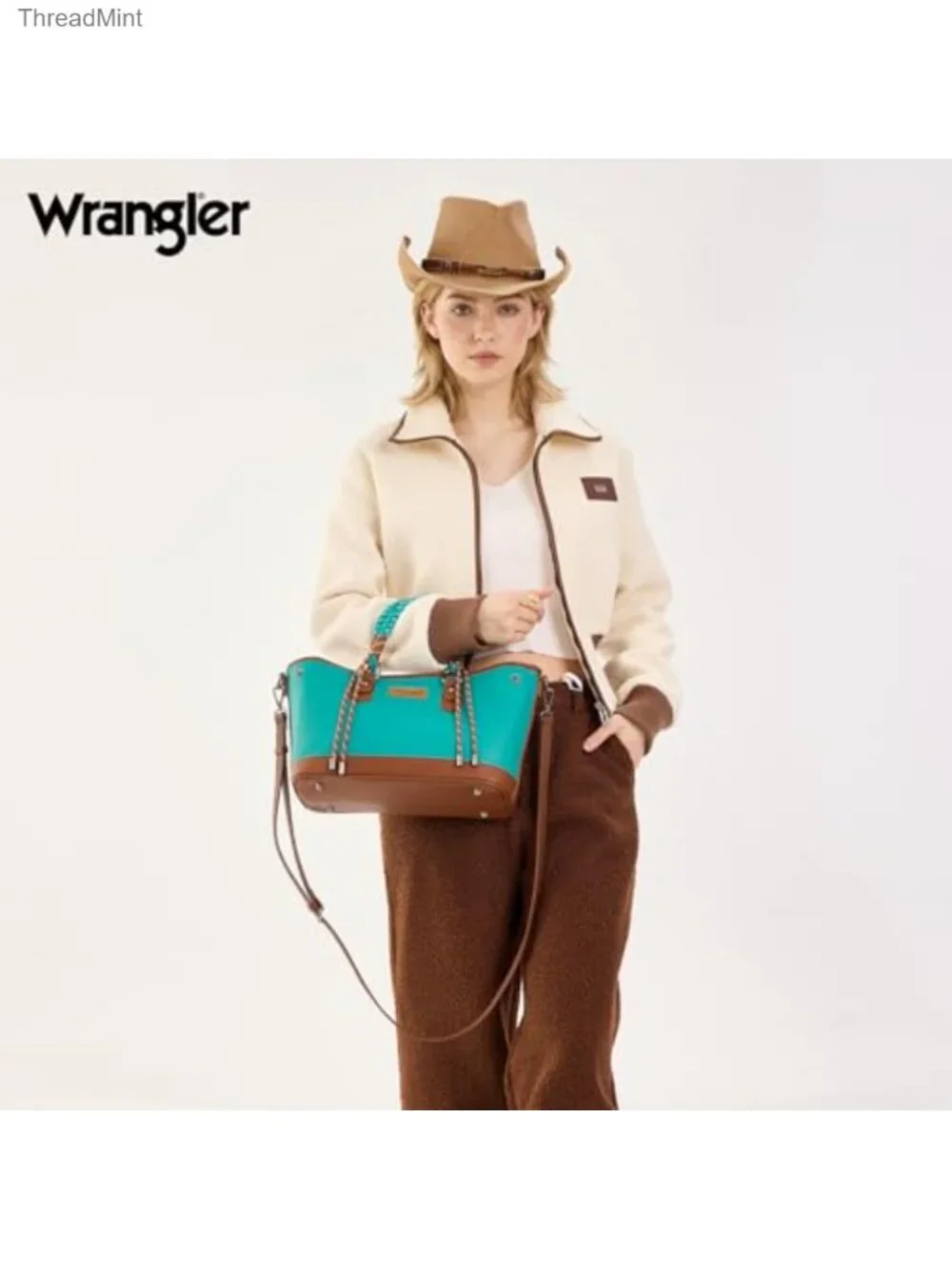 Faux Leather Satchel Purse with Braided Rope Top Handle Crossbody